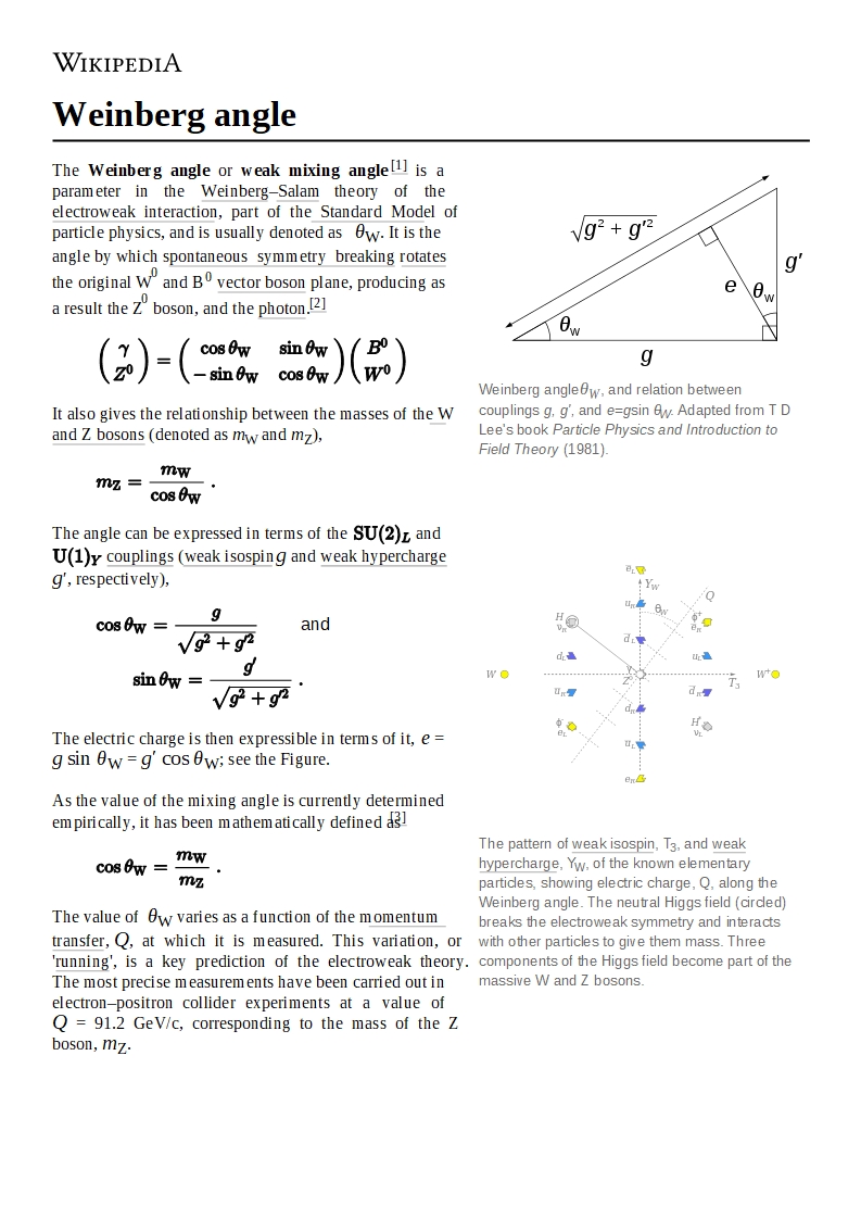 Weinberg angle 1